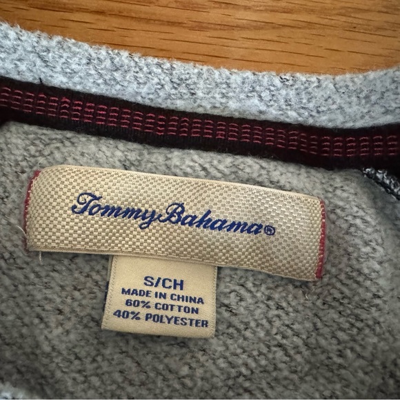 Tommy Bahama Fleece Pullover Sweatshirt small Gray Black - Picture 2 of 8